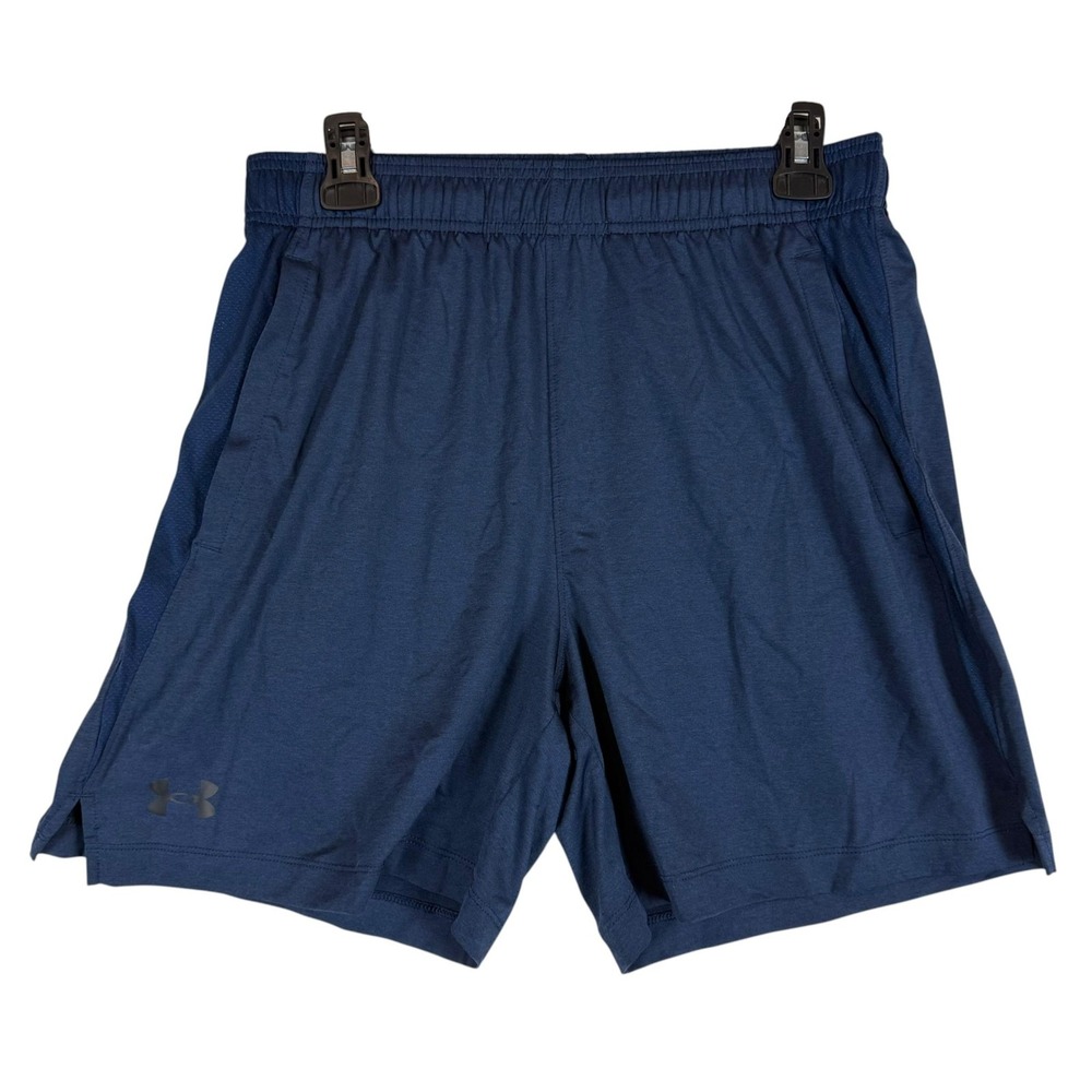 Under Armour Shorts Kids Medium Blue Knit 6 Inseam Running Training Athletic